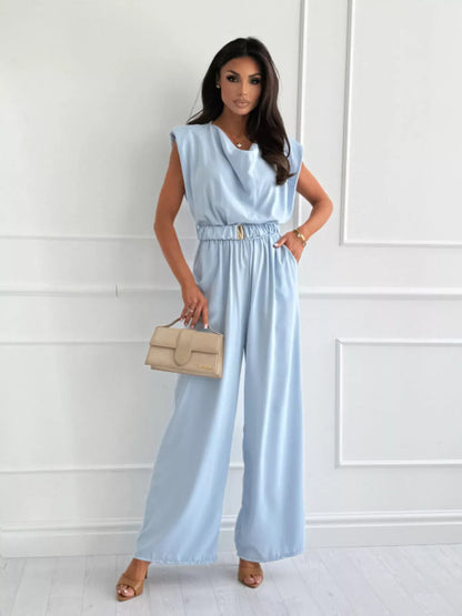 Cowl Neck Wide-Leg Jumpsuit The Nichole Collection