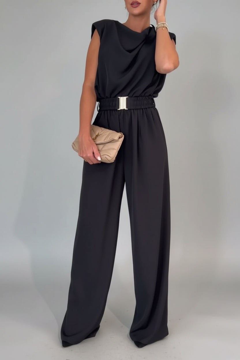 Cowl Neck Wide-Leg Jumpsuit Black / S The Nichole Collection