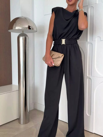 Cowl Neck Wide-Leg Jumpsuit Black / S The Nichole Collection
