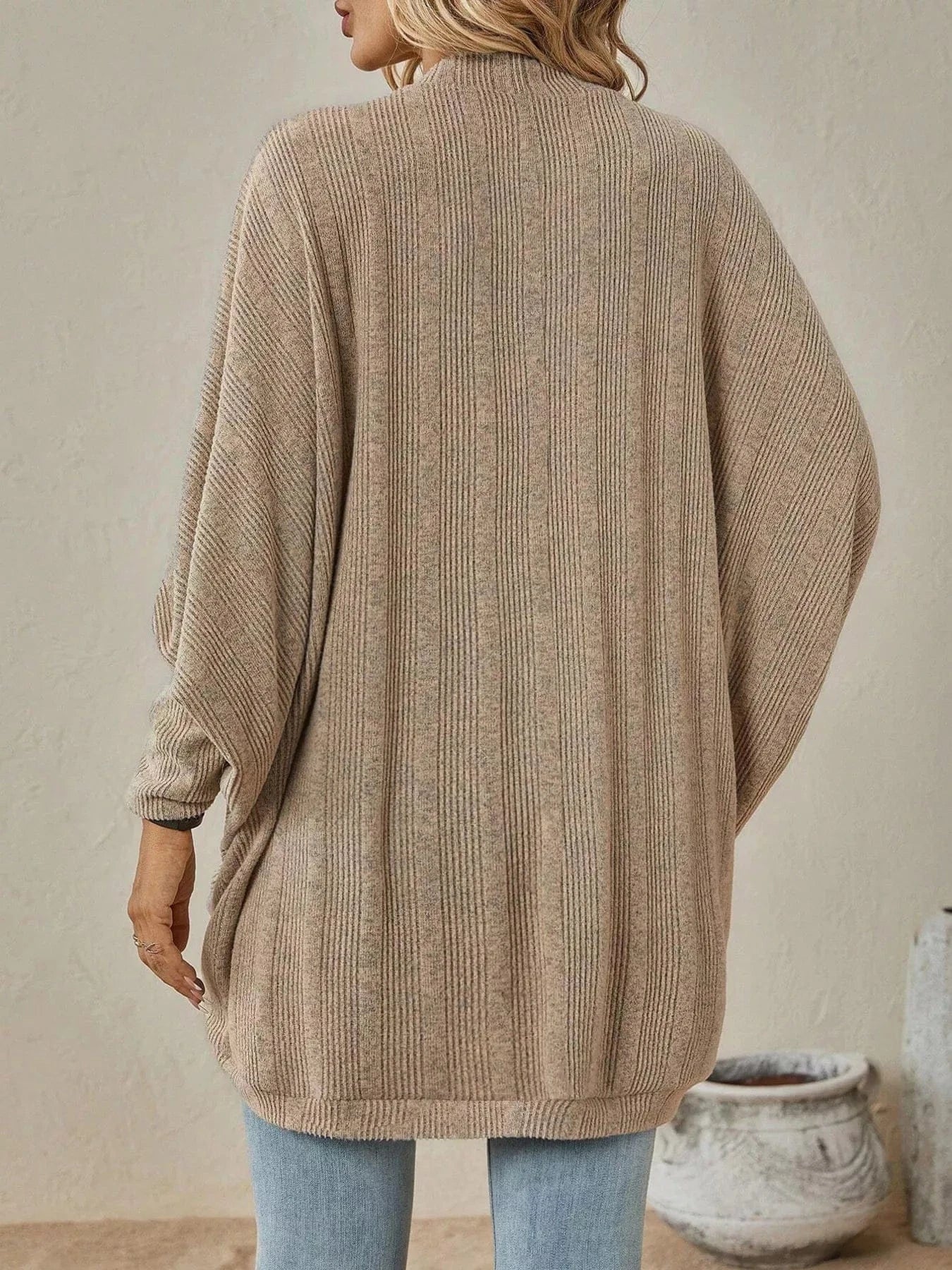 Cozy Oversized Open Front Knit Cardigan Trendsi