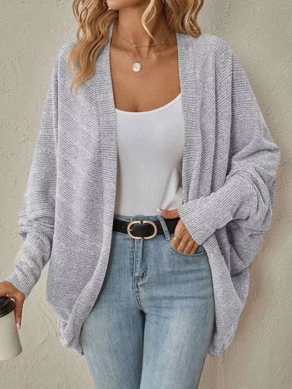 Cozy Oversized Open Front Knit Cardigan Trendsi