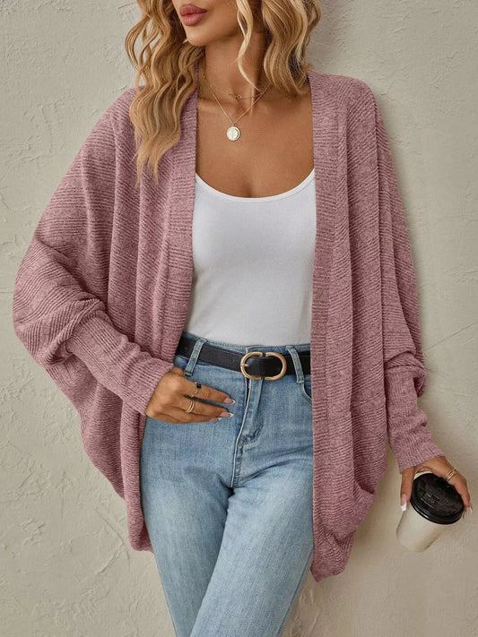 Cozy Oversized Open Front Knit Cardigan Pink / S Trendsi