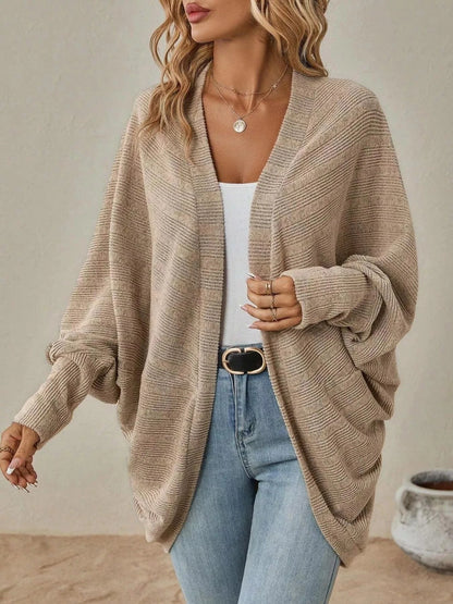 Cozy Oversized Open Front Knit Cardigan Trendsi