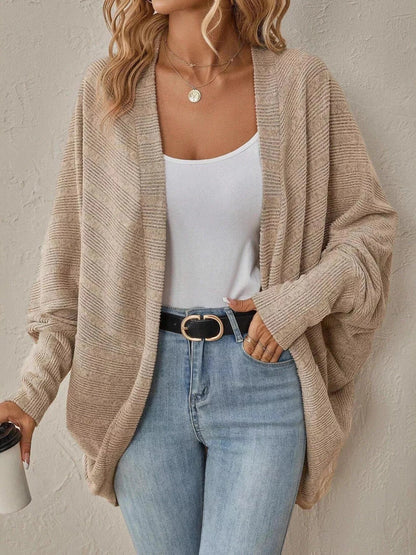 Cozy Oversized Open Front Knit Cardigan Apricot / S Trendsi
