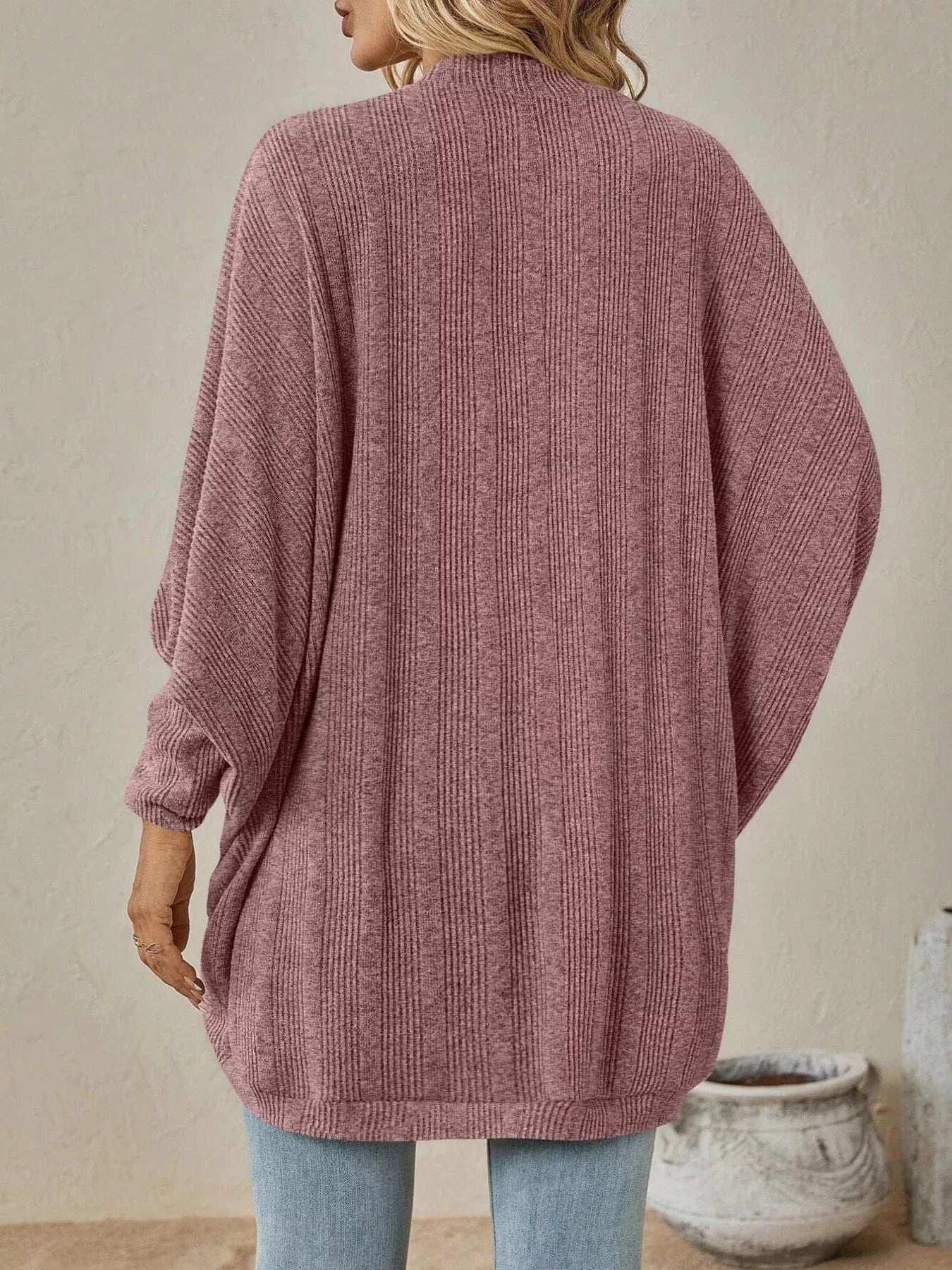 Cozy Oversized Open Front Knit Cardigan Trendsi