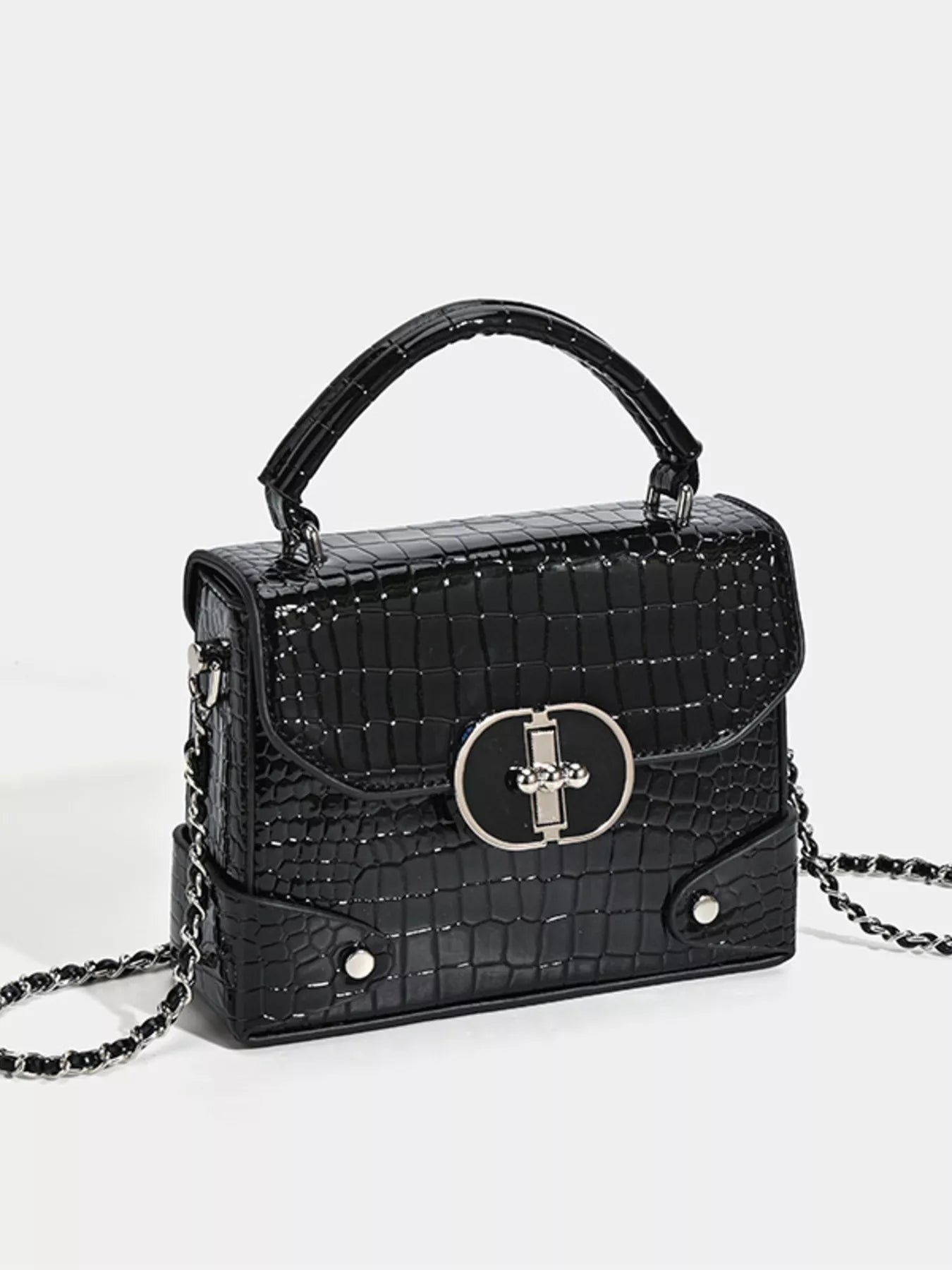 Crocodile Pattern Flap Crossbody Bag Black / One Size The Nichole Collection - Official Site