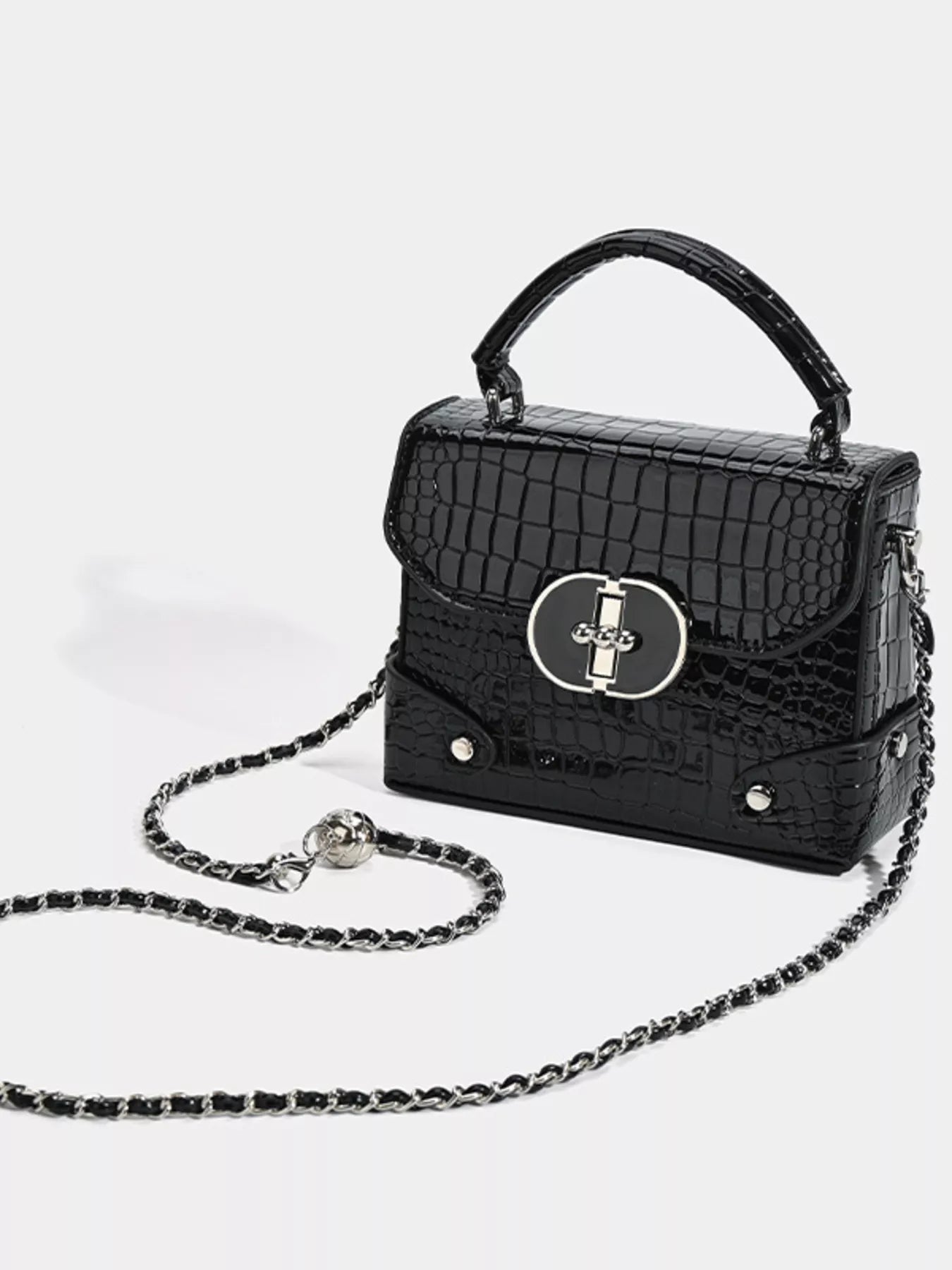Crocodile Pattern Flap Crossbody Bag Black / One Size The Nichole Collection - Official Site