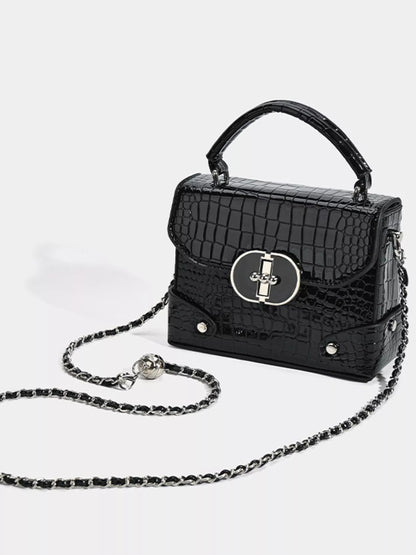 Crocodile Pattern Flap Crossbody Bag Black / One Size The Nichole Collection - Official Site