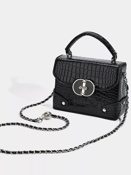 Crocodile Pattern Flap Crossbody Bag Black / One Size The Nichole Collection - Official Site