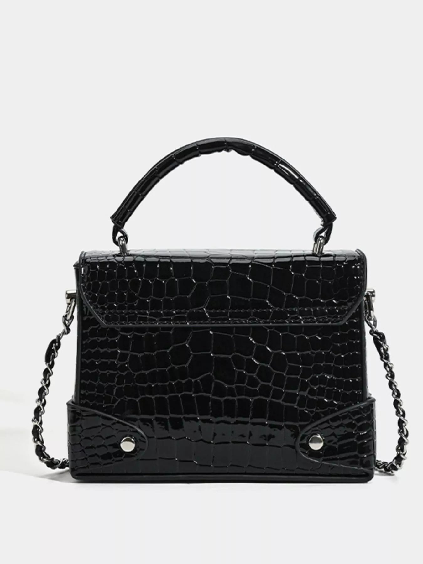 Crocodile Pattern Flap Crossbody Bag Black / One Size The Nichole Collection - Official Site