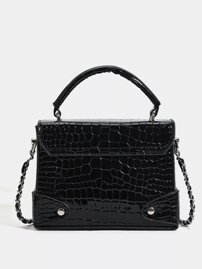 Crocodile Pattern Flap Crossbody Bag Black / One Size The Nichole Collection - Official Site
