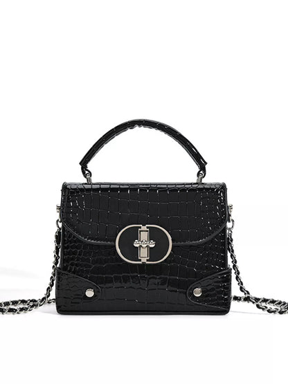 Crocodile Pattern Flap Crossbody Bag Black / One Size The Nichole Collection - Official Site