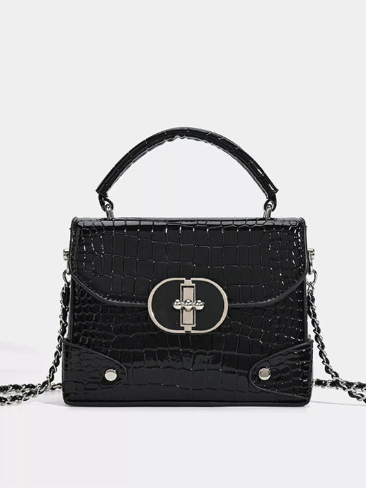 Crocodile Pattern Flap Crossbody Bag Black / One Size The Nichole Collection - Official Site