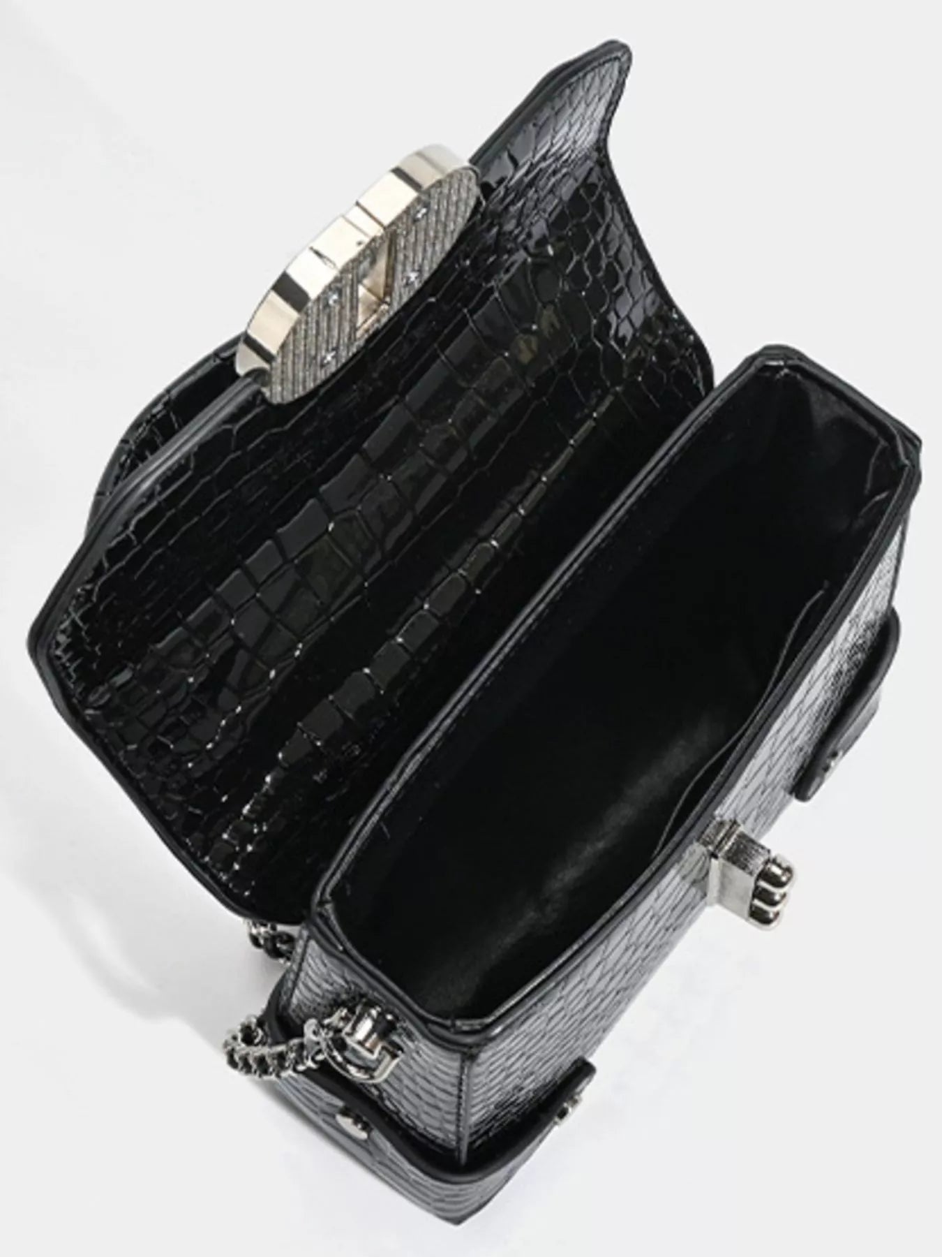 Crocodile Pattern Flap Crossbody Bag Black / One Size The Nichole Collection - Official Site