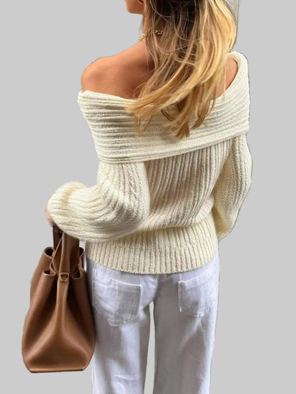 Cropped Off-Shoulder Ribbed Knit Sweater The Nichole Collection - Official Site
