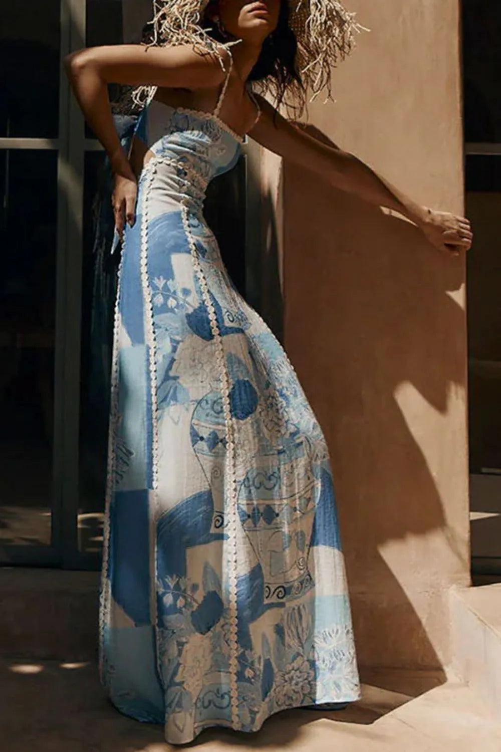 Cutout Back Printed Square Neck Maxi Dress The Nichole Collection - Official Site