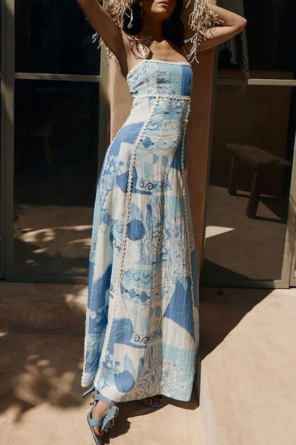 Cutout Back Printed Square Neck Maxi Dress The Nichole Collection - Official Site