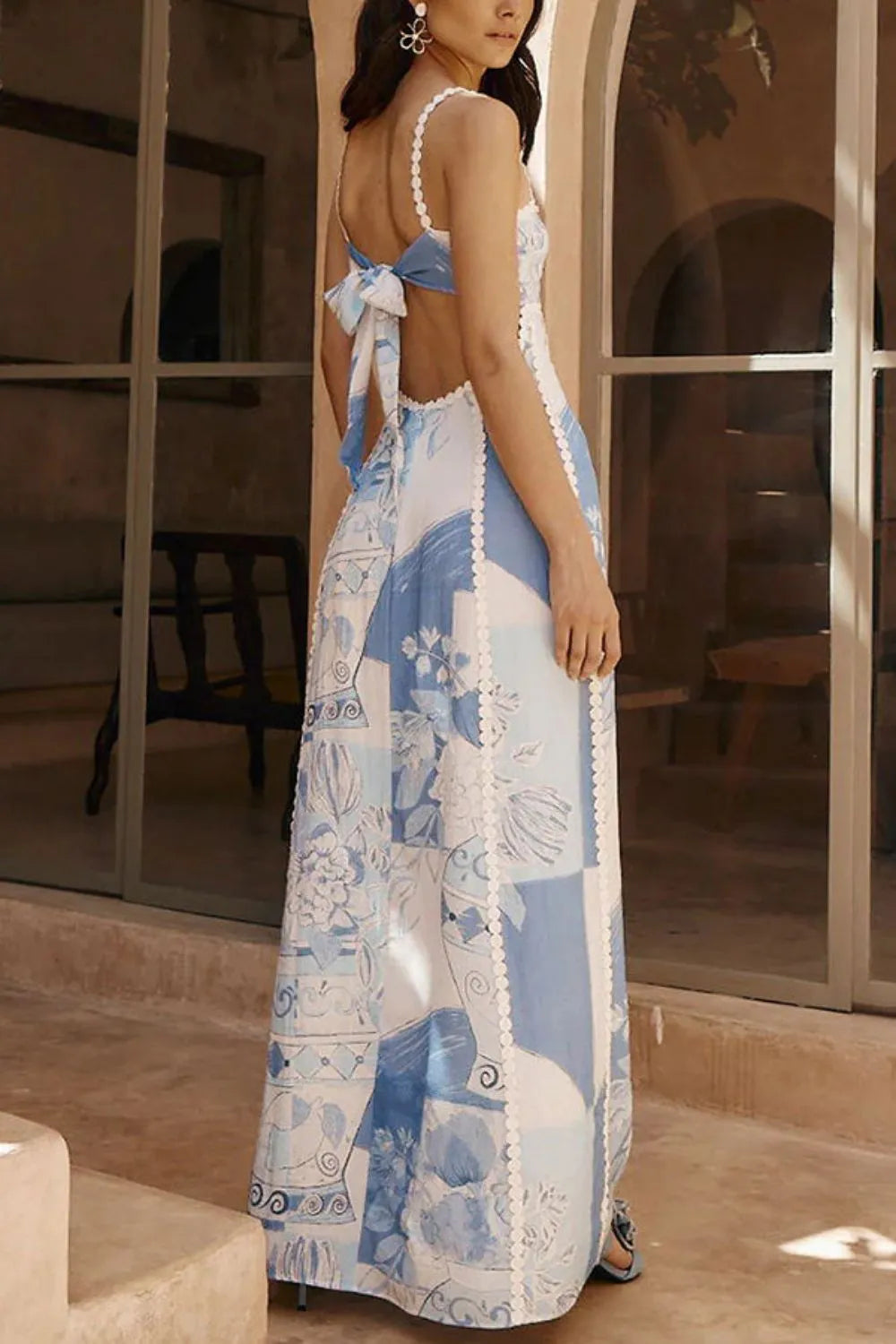 Cutout Back Printed Square Neck Maxi Dress The Nichole Collection - Official Site