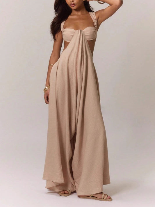 Cutout Sweetheart Neck Maxi Dress Apricot / S Dresses The Nichole Collection