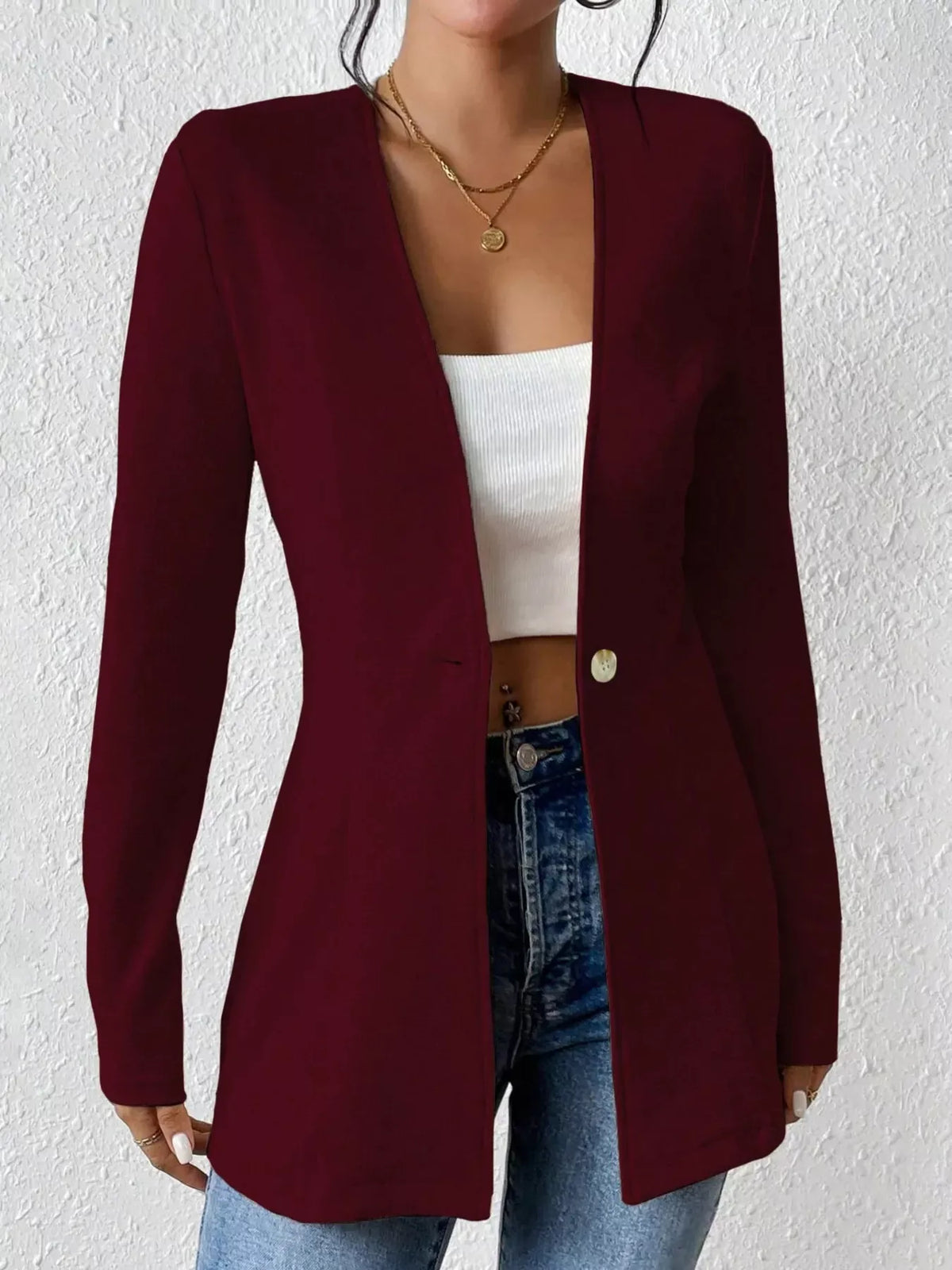 Single-Button Long-Sleeve Blazer The Nichole Collection - Official Site
