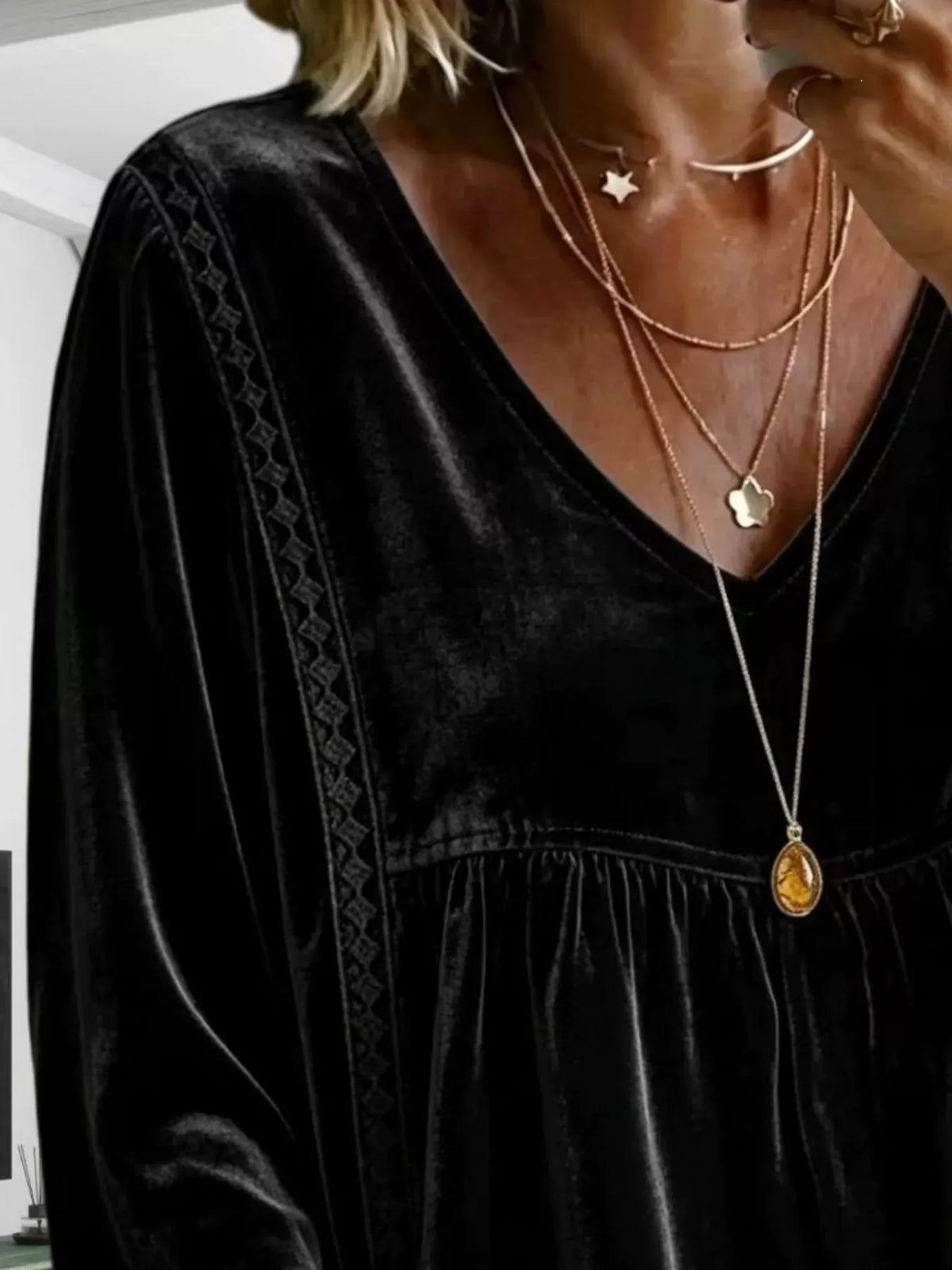 BABYDOLL VELVET LACE BLOUSE The Nichole Collection - Official Site