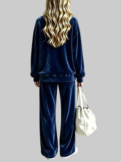 Velvet Dropped-Shoulder Top & Wide-Leg Pants Set The Nichole Collection - Official Site