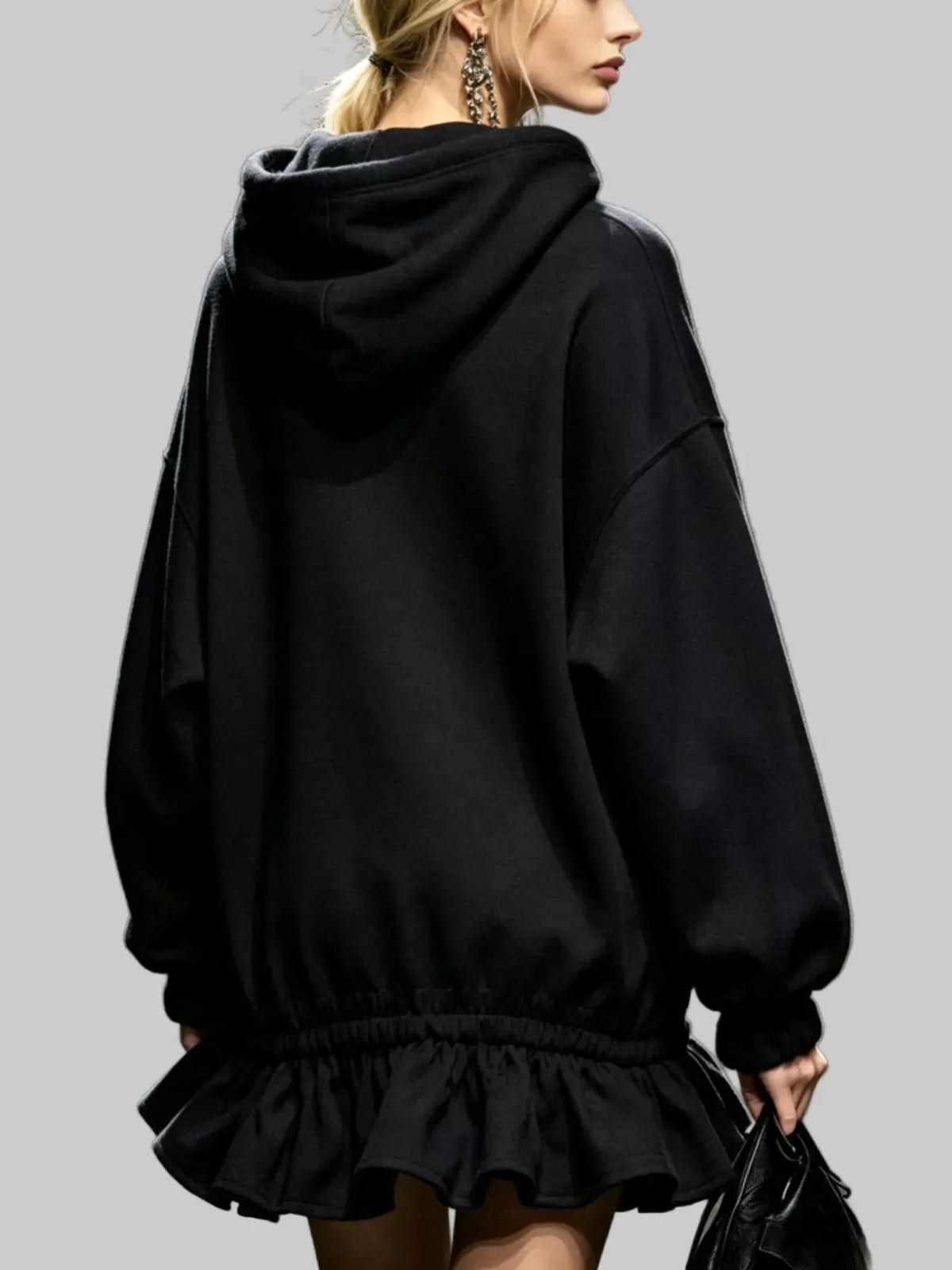 HOODED SWEATSHIRT RUFFLED MINI DRESS The Nichole Collection - Official Site