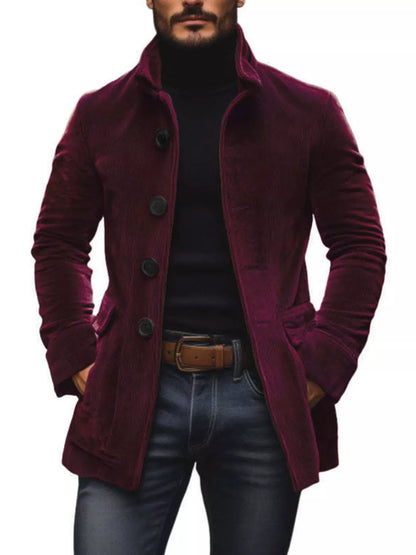 Men's Vintage Single-Breasted Stand-Collar Coat Jonathan M Collection