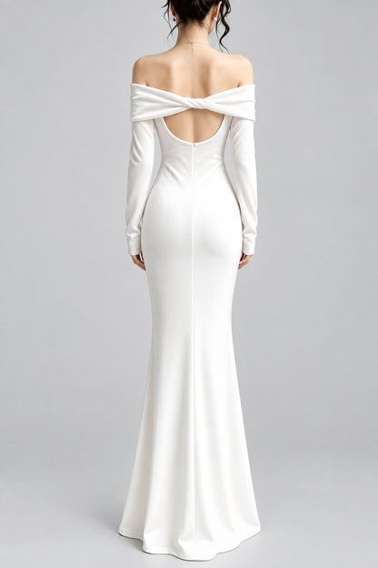 Off-Shoulder Ruched Velvet Mermaid Maxi Dress The Nichole Collection - Official Site