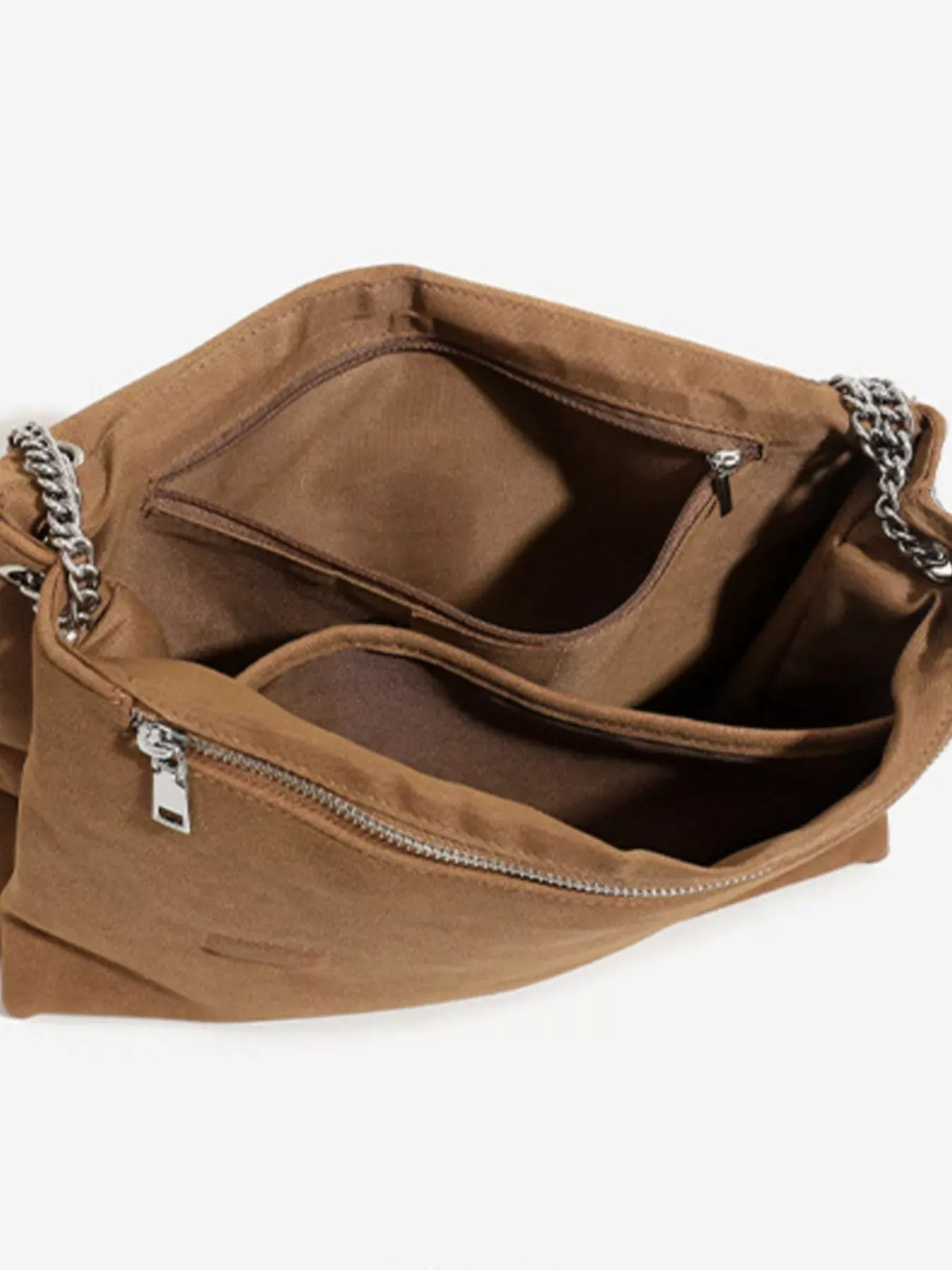 SUEDE FOLD-OVER CHAIN SHOULDER BAG The Nichole Collection - Official Site