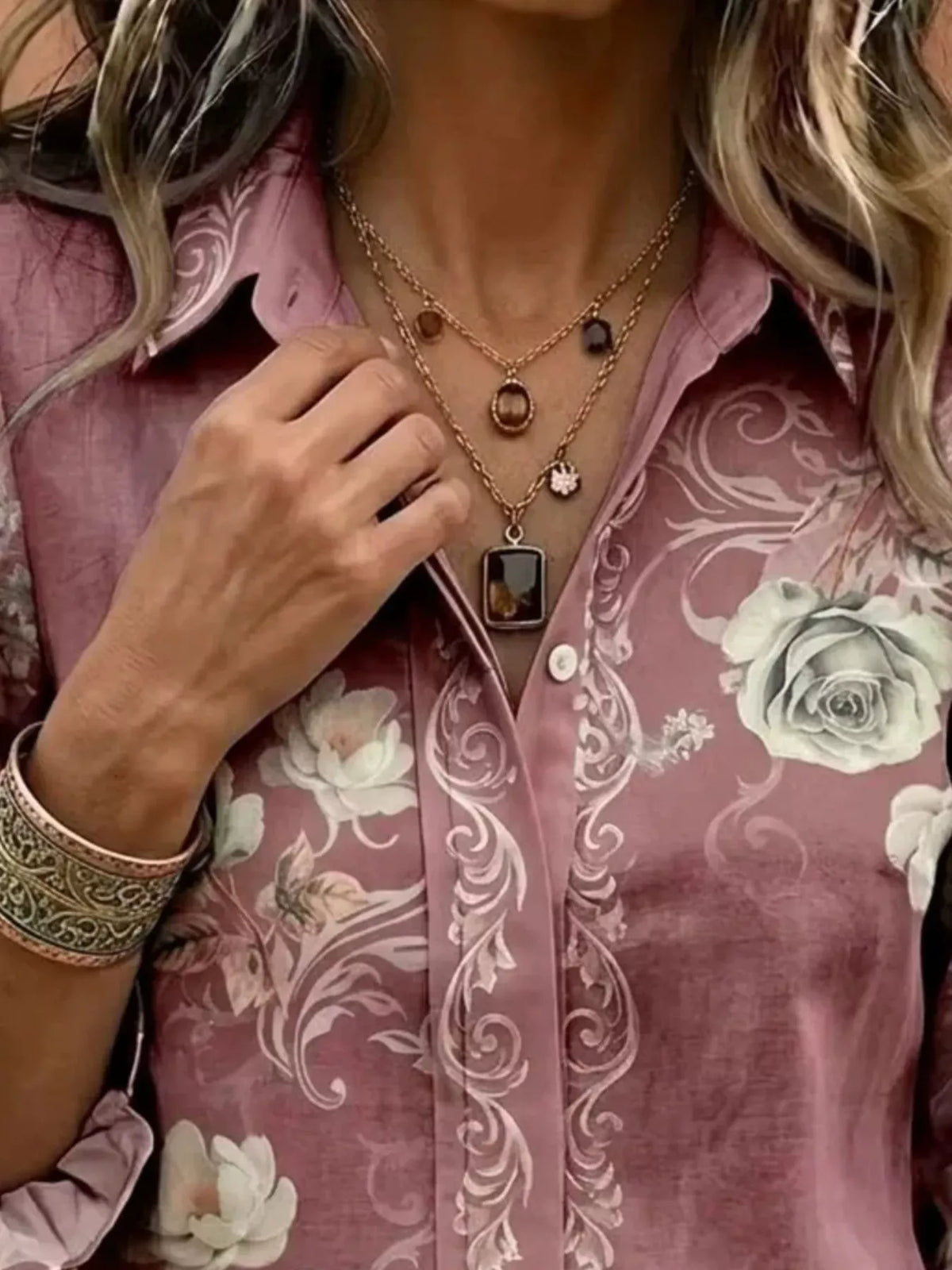 Floral Print Ruffle Button-Down Shirt The Nichole Collection - Official Site