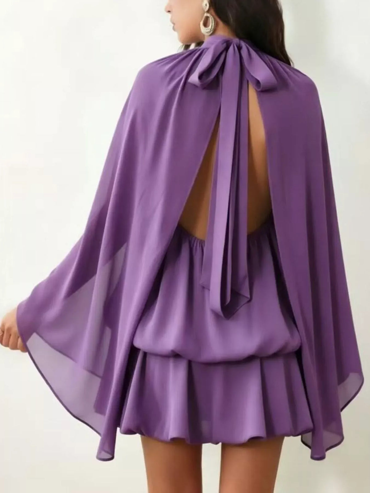 Tie-Back Layered Flare-Sleeve Mini Dress The Nichole Collection - Official Site