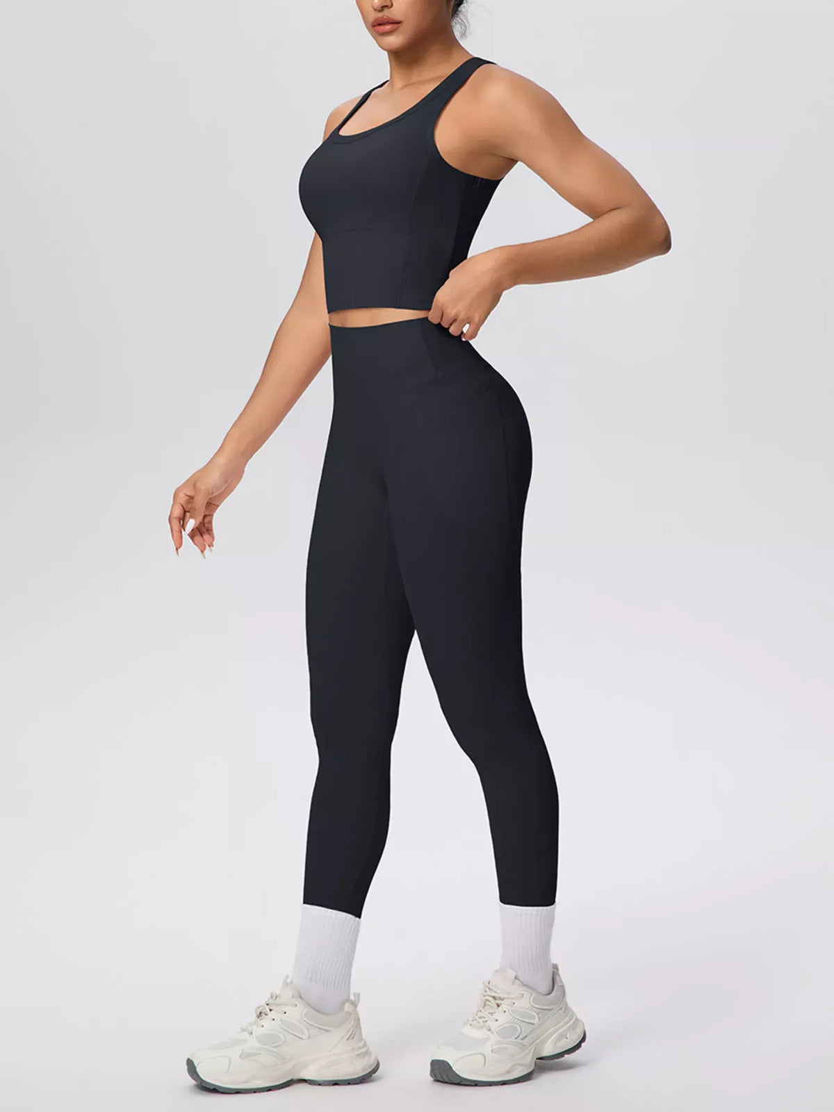 Scoop-Neck Tank and High-Waisted Leggings Active Set The Nichole Collection - Official Site