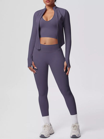 Tank, Zip-Up Jacket and Leggings Active Set The Nichole Collection - Official Site