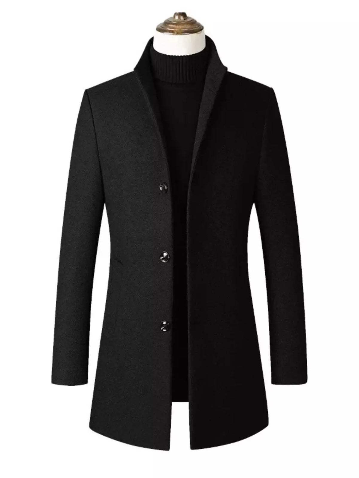 Men's Slim-Fit Stand-Collar Overcoat The Nichole Collection