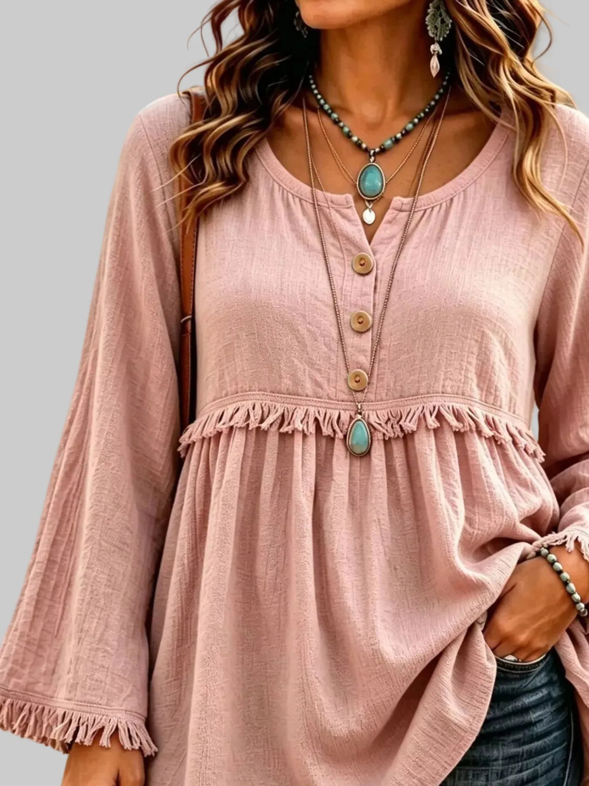 BUTTON-DOWN FRINGE BLOUSE The Nichole Collection - Official Site