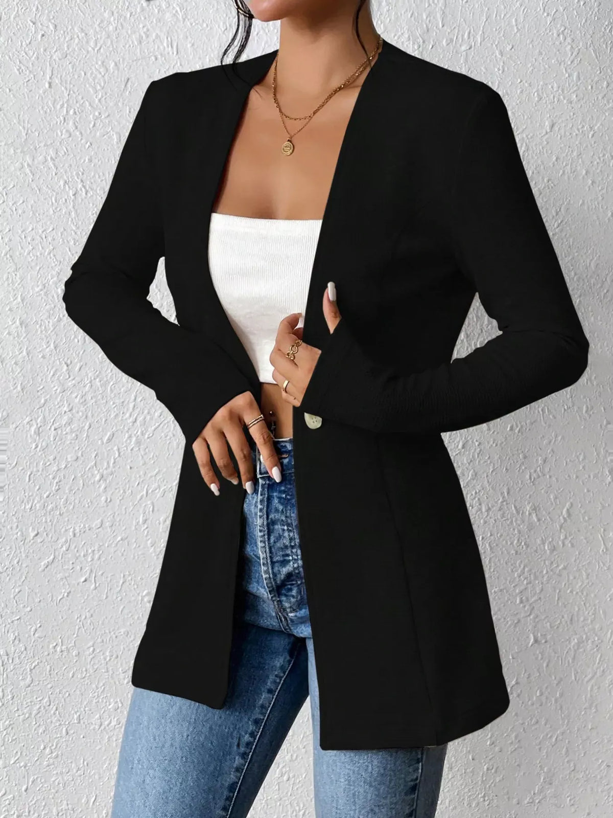 Single-Button Long-Sleeve Blazer The Nichole Collection - Official Site