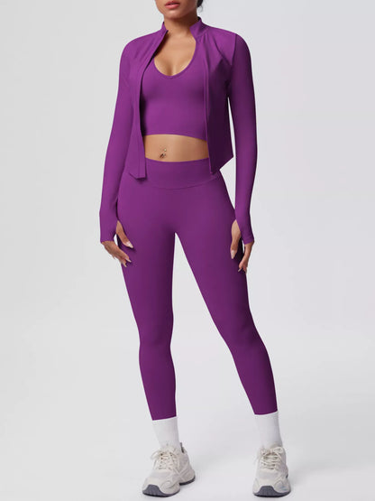 Tank, Zip-Up Jacket and Leggings Active Set The Nichole Collection - Official Site