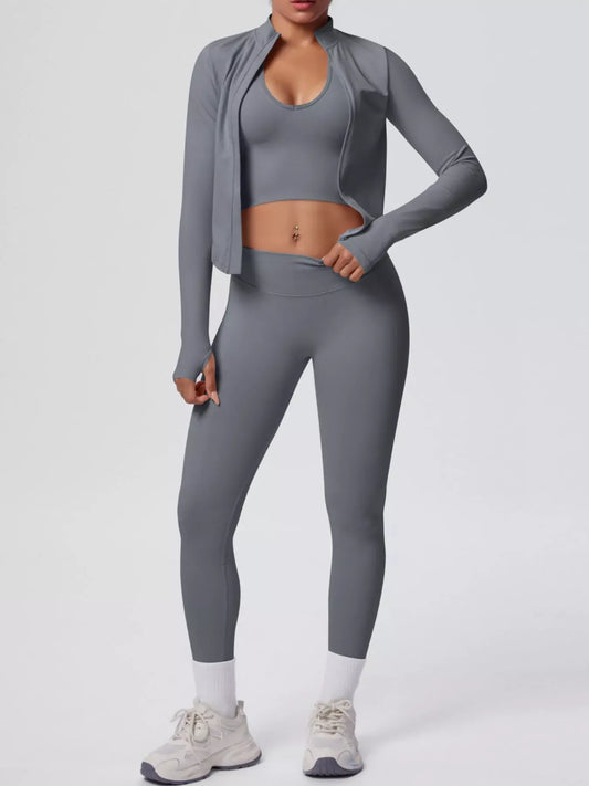 Tank, Zip-Up Jacket and Leggings Active Set The Nichole Collection - Official Site