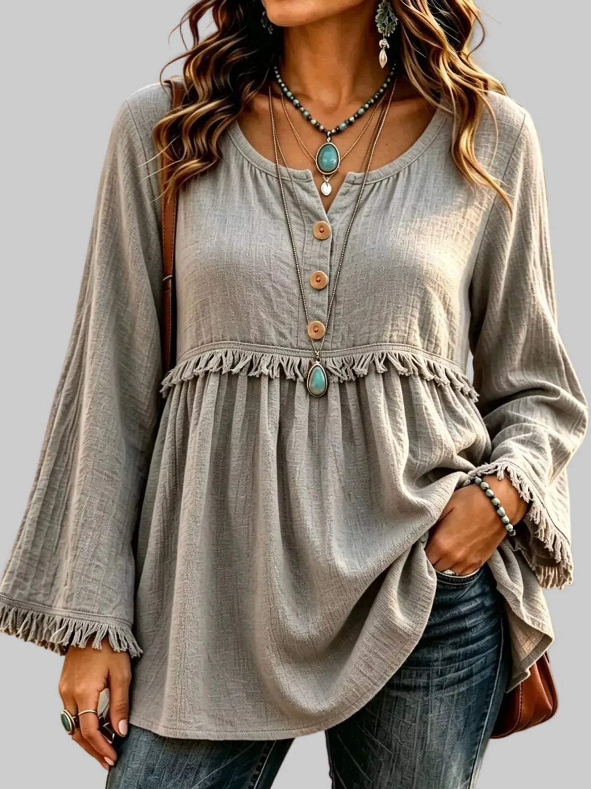 BUTTON-DOWN FRINGE BLOUSE The Nichole Collection - Official Site