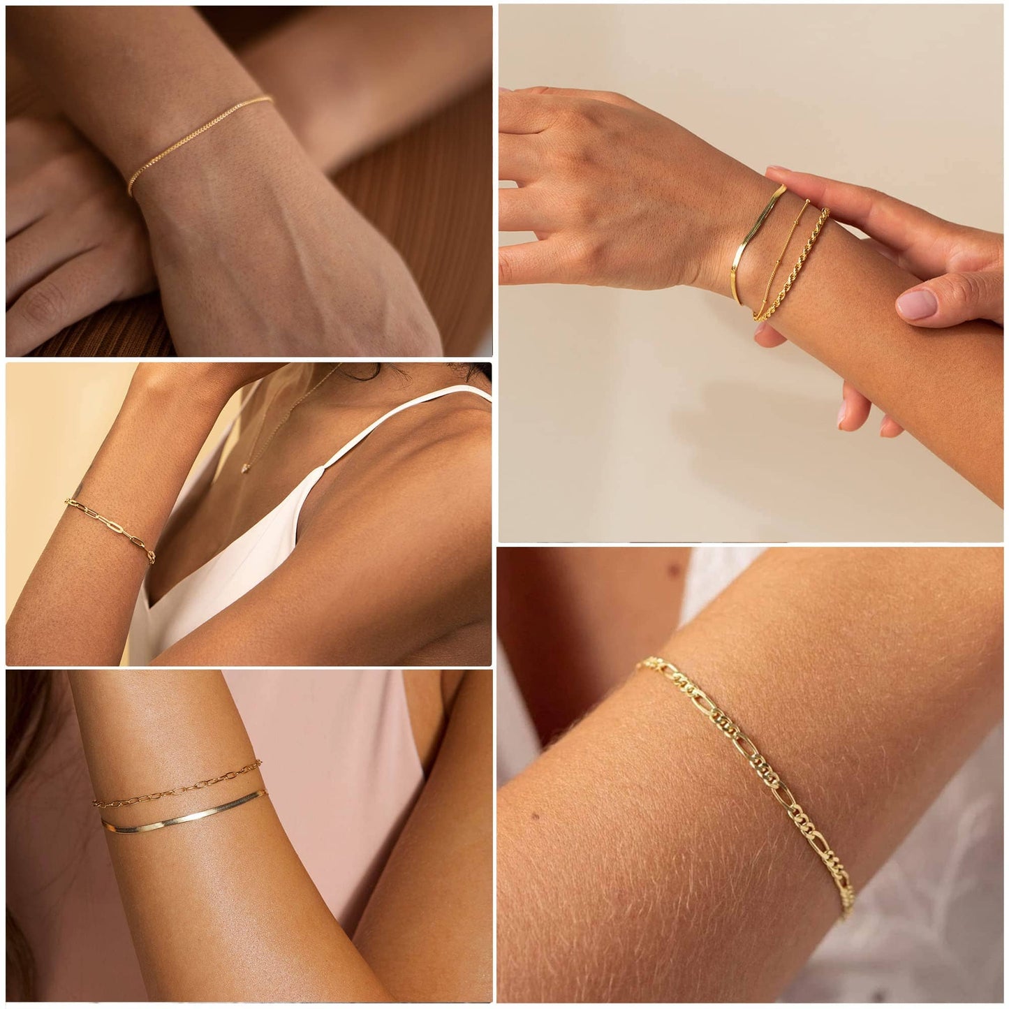 Dainty Gold Stackable Chain Bracelet Set The Nichole Collection