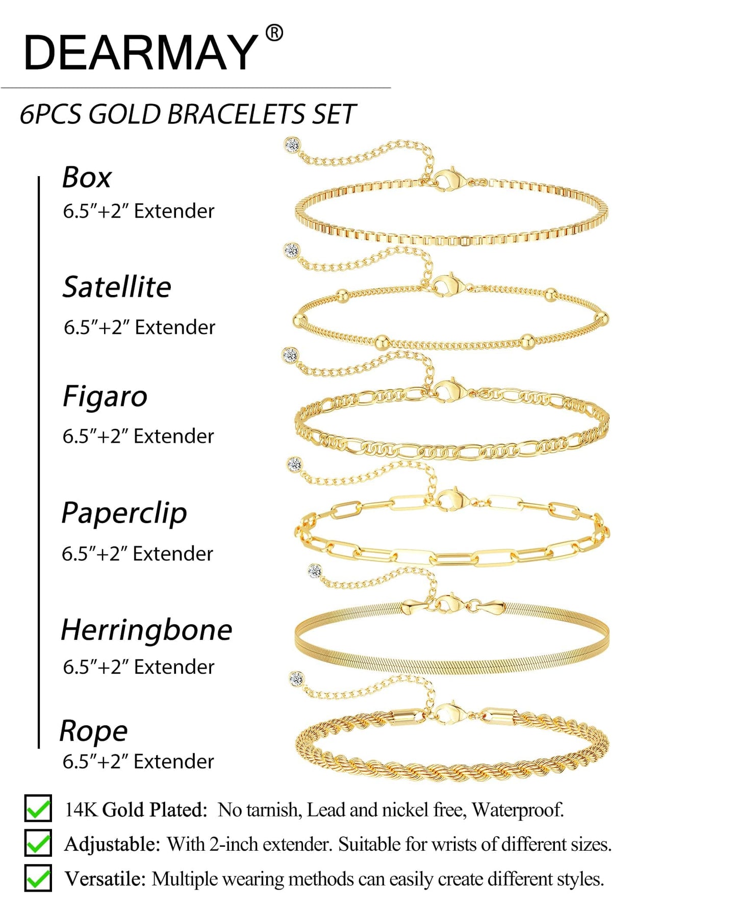 Dainty Gold Stackable Chain Bracelet Set The Nichole Collection