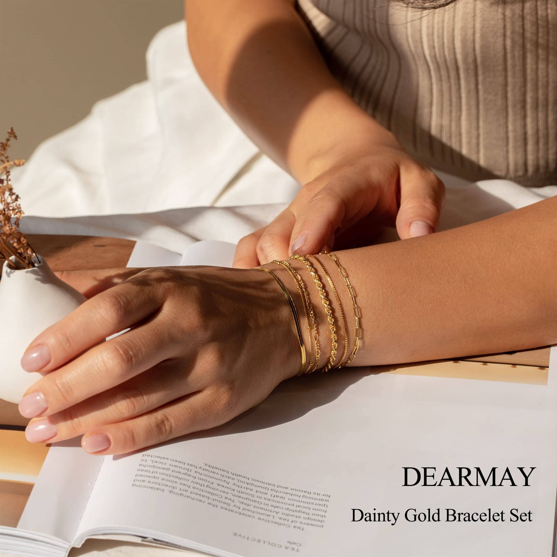 Dainty Gold Stackable Chain Bracelet Set The Nichole Collection