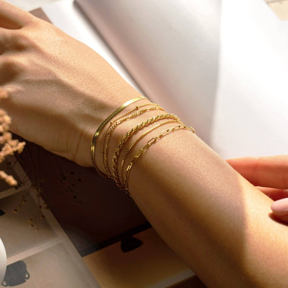 Dainty Gold Stackable Chain Bracelet Set The Nichole Collection