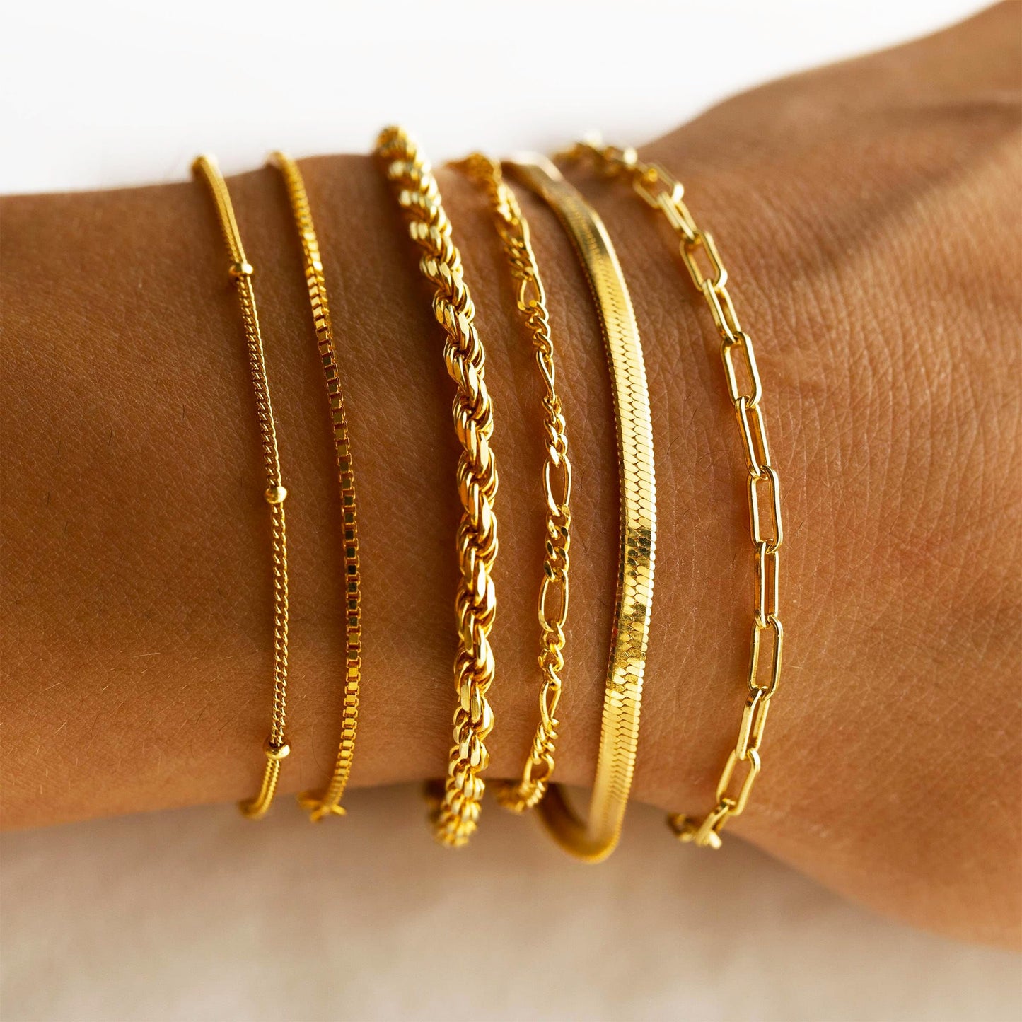 Dainty Gold Stackable Chain Bracelet Set The Nichole Collection