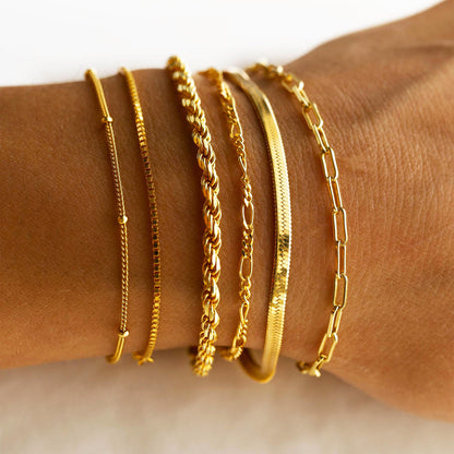 Dainty Gold Stackable Chain Bracelet Set The Nichole Collection
