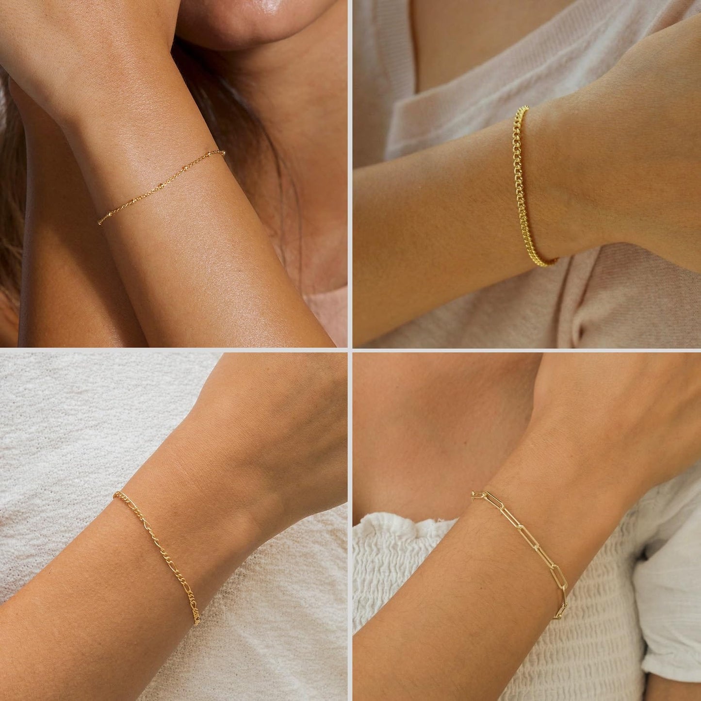 Dainty Gold Stackable Chain Bracelet Set The Nichole Collection