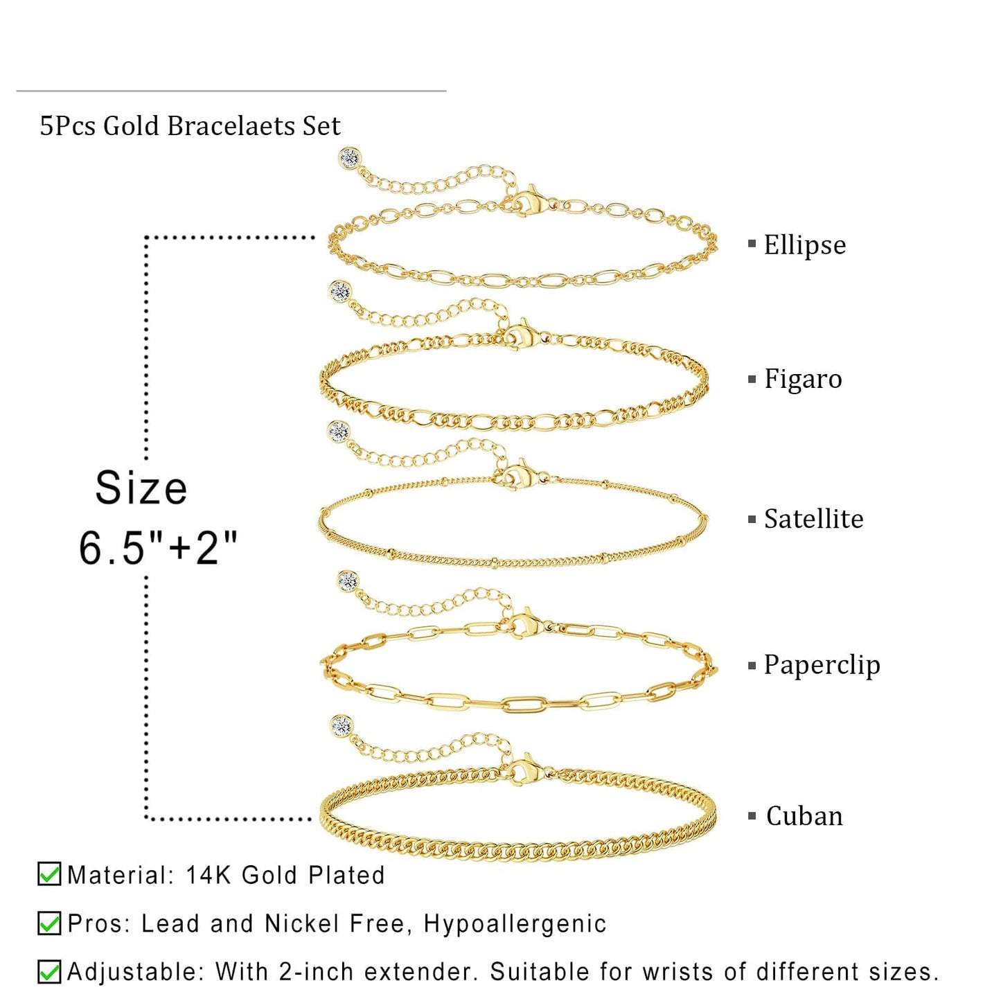 Dainty Gold Stackable Chain Bracelet Set The Nichole Collection