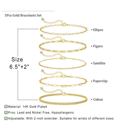 Dainty Gold Stackable Chain Bracelet Set The Nichole Collection