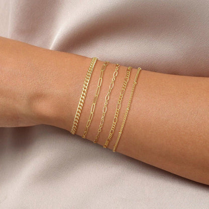 Dainty Gold Stackable Chain Bracelet Set The Nichole Collection